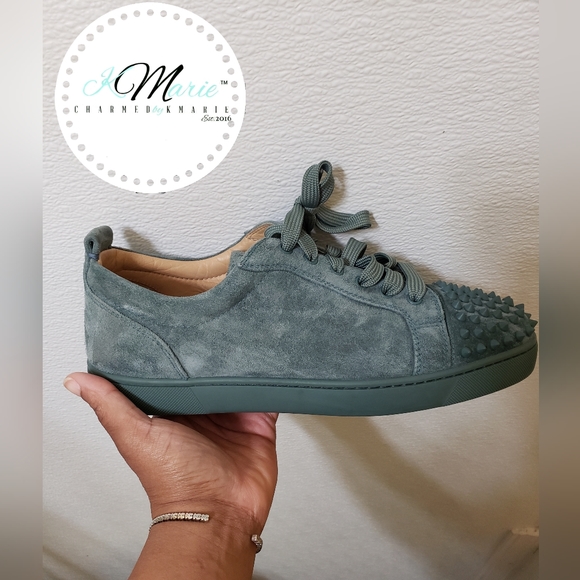 Authentic Christian Louboutin Louis Junior Spikes Flat Veau Velours/GG - Picture 10 of 12